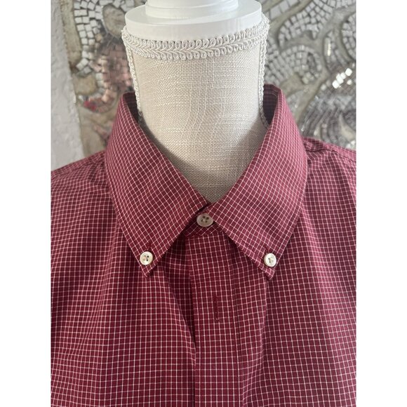 Van Heusen Red & White Checkered Short-Sleeve Button-Down Shirt XL 17"-17.5" - Picture 2 of 8